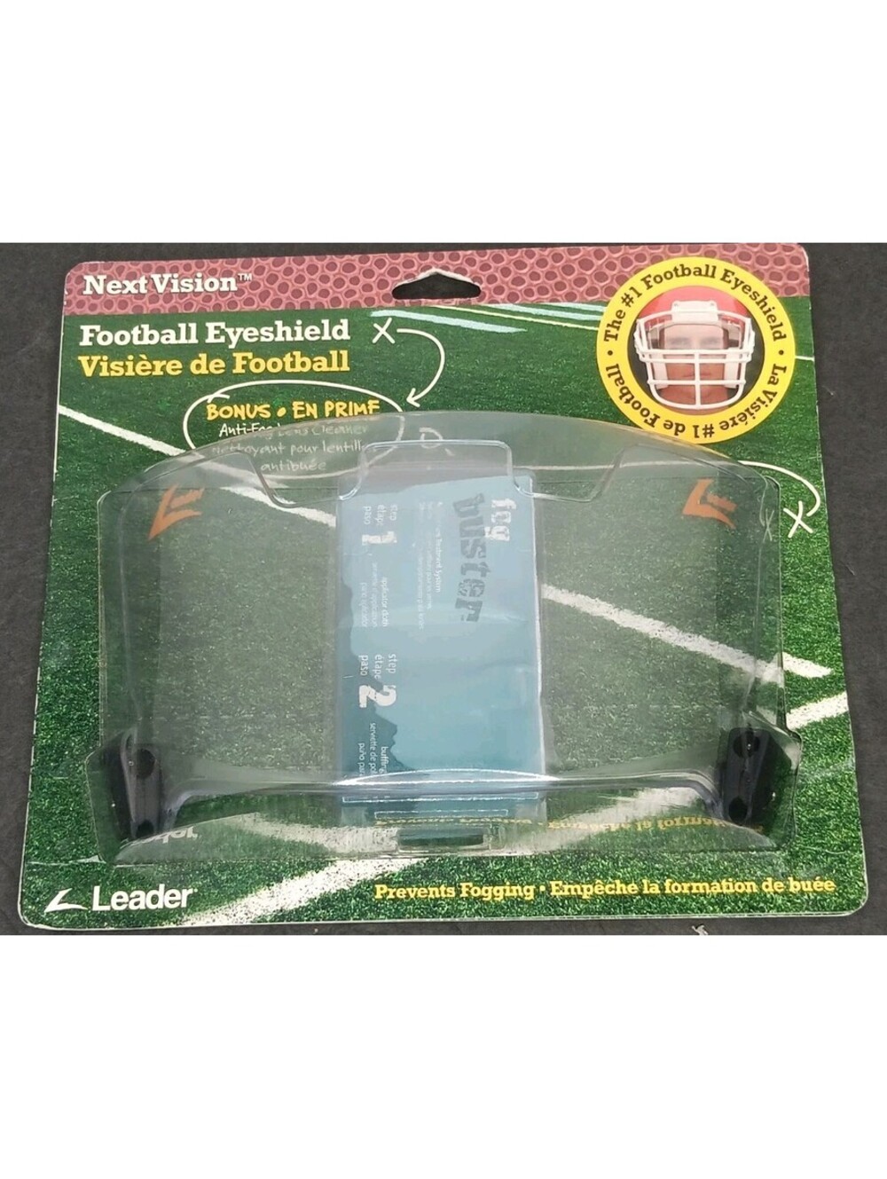 Leader Next Vision Football Shield - Clear New Old Stock With Anti Fog Cleaners